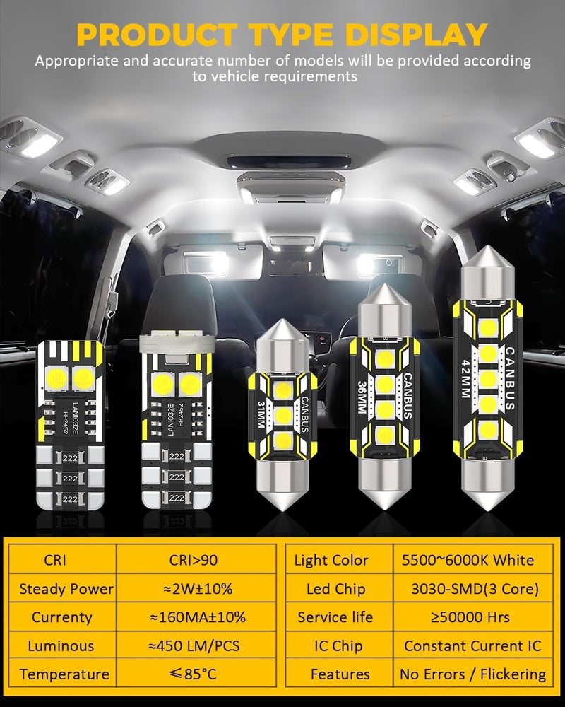 BMT xms استبدال إضاءة LED داخلية للسيارة لفورد إكسبيديشن 2000-2005، 6000K لمبات إضاءة داخلية فائقة السطوع، 21 قطعة - Image 4